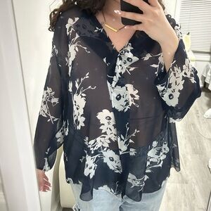 lane bryant floral sheer blouse